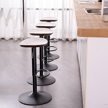 Amazon｜Baolande カウンターチェア 2脚セット 木製座面 昇降式